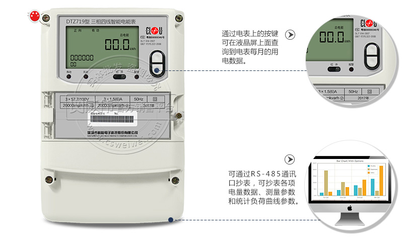 科陆DTZ719三相四线智能电能表抄表方式